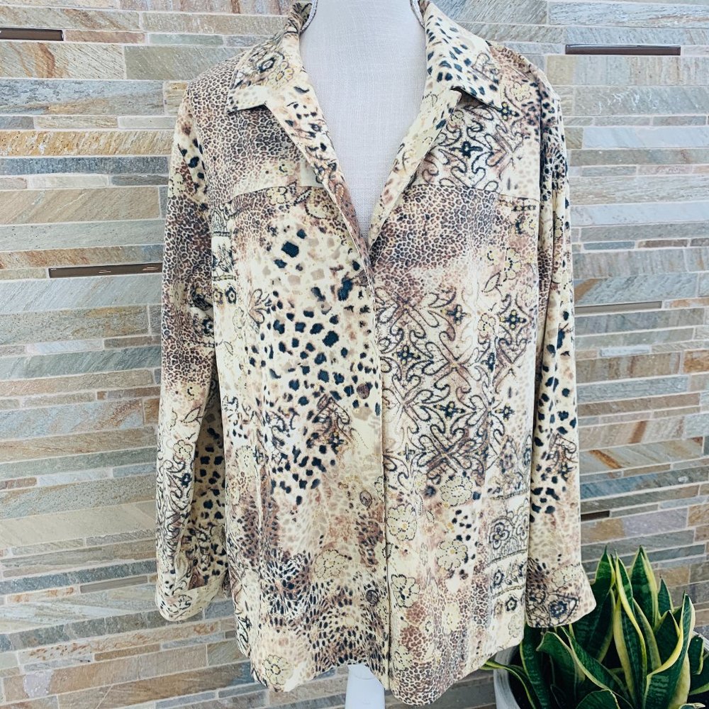 IOS SHIRT / SHAKET - TAN/BROWN W/ GOLD ACCENTS LG